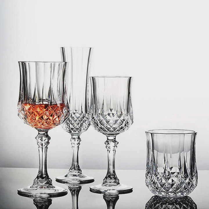 Diamond-Shaped Crystal Glassware Set For Wine & Champagne