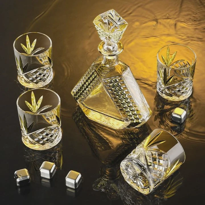 Crystal Whiskey Decanter Set With Glasses