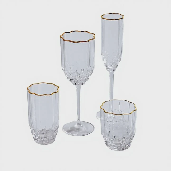 Gold Rim Crystal Wine Glass Vintage