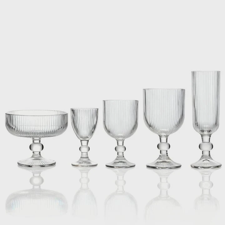 Vintage Ribbed Crystal Wine Goblet