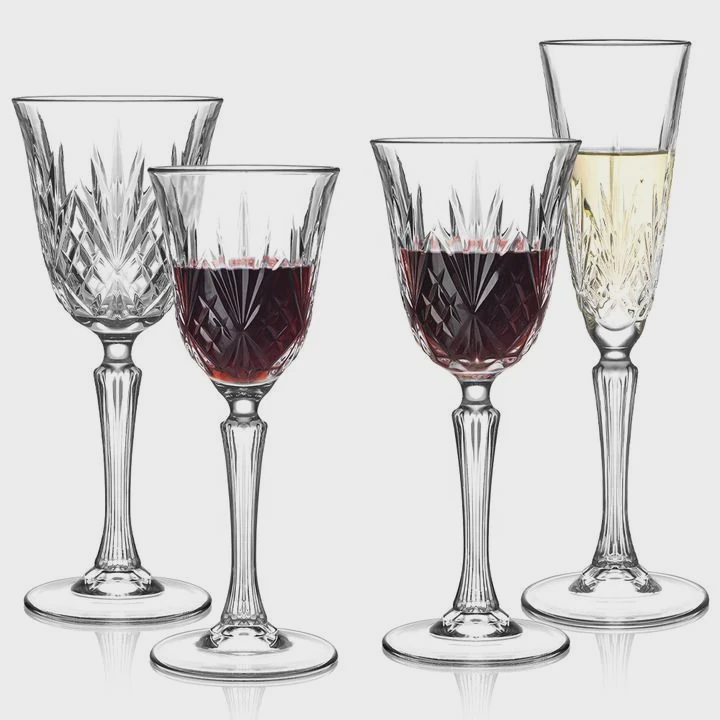 Embossed Crystal Wine Goblet Set