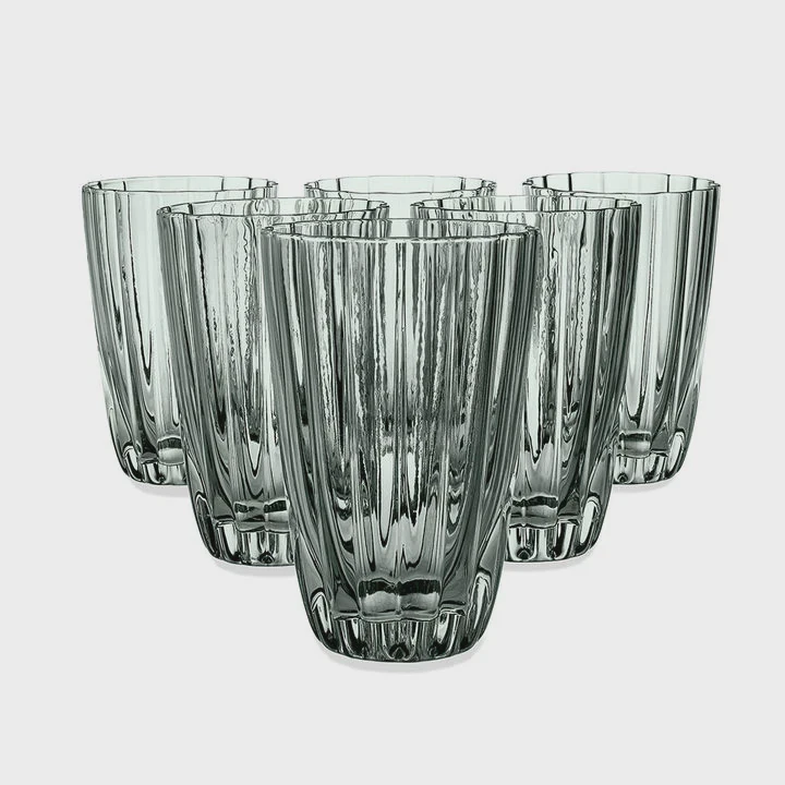 Personalized Ruffle Crystal Drinking Glass Set 6 Pieces