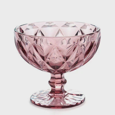 Pink Embossed Crystal Wine Goblet 300Ml