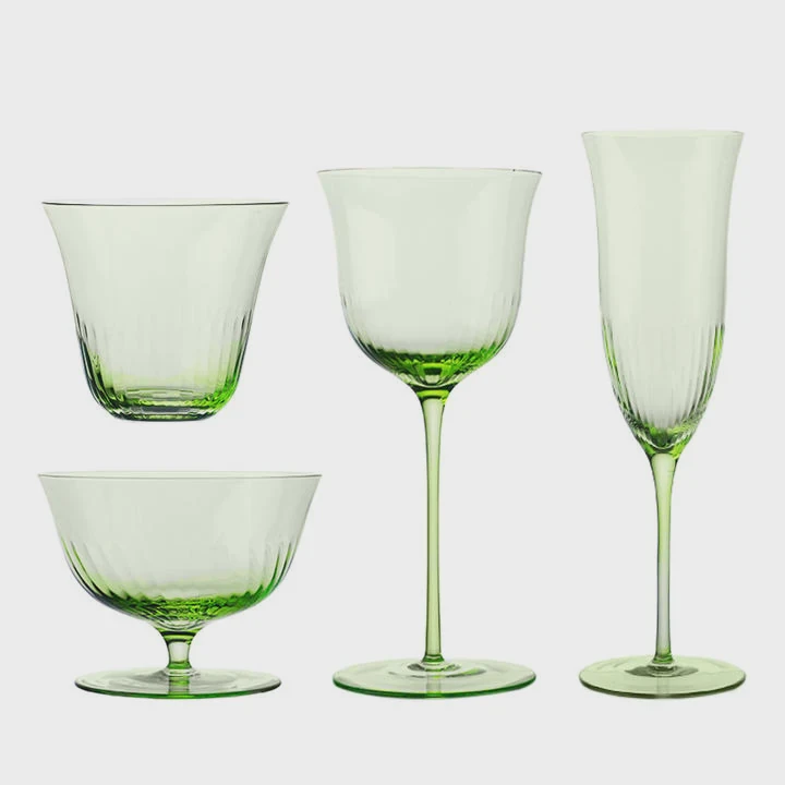 Colored Crystal Half-Fluted Wine Glass