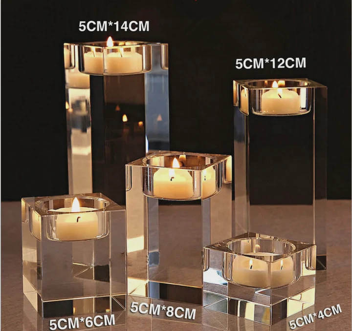 Crystal Tealight Candle Holder Cube