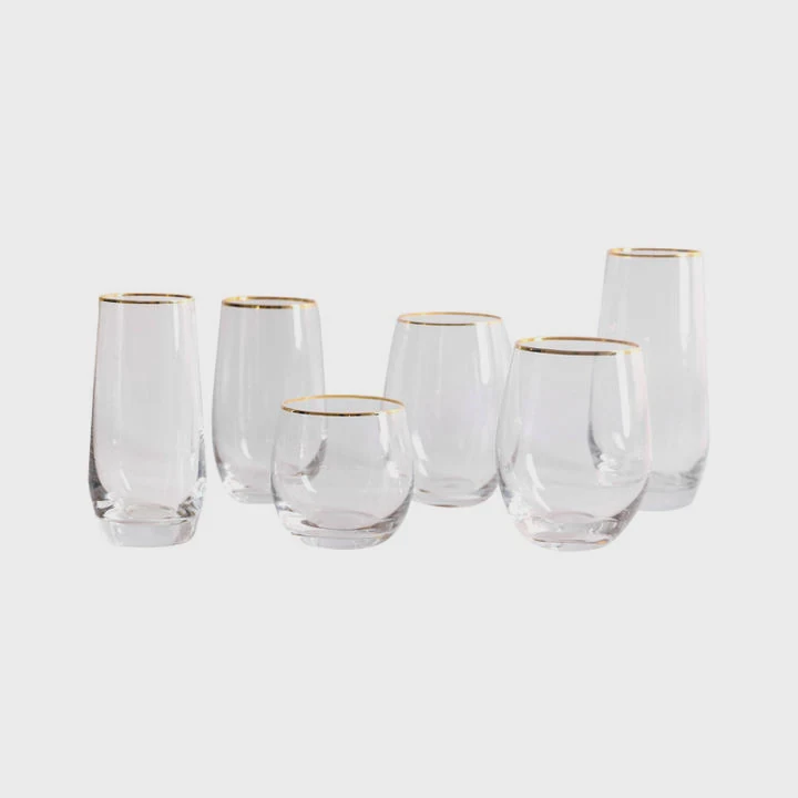 Transparent Crystal Glass With Gold Edge For Drinks