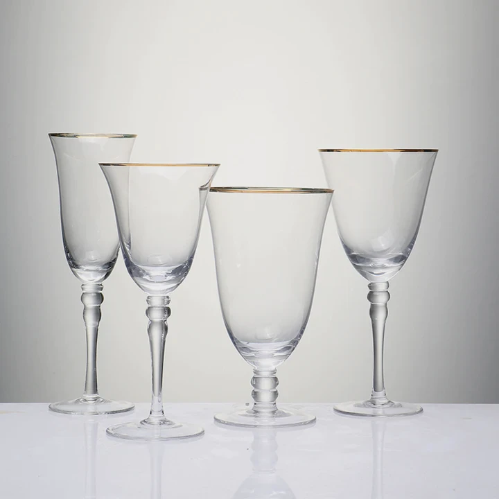 Crystal Gold Rim Wedding Glass Set