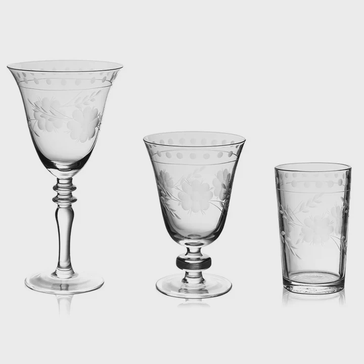 European Vintage Crystal Wine Glass Set