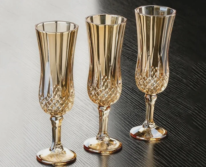 Gold Rim Crystal Champagne Goblet